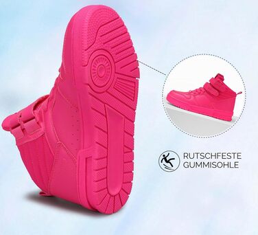 Жіночі високі кросівки Lucky Step для баскетболу та прогулянок, штучна шкіра, на липучках, колір яскраво-рожевий (38 EU)