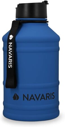 Navaris Фітнес пляшка для води 2,2 л з нержавіючої сталі, спортивна пляшка для тренувань, BPA-free, синя