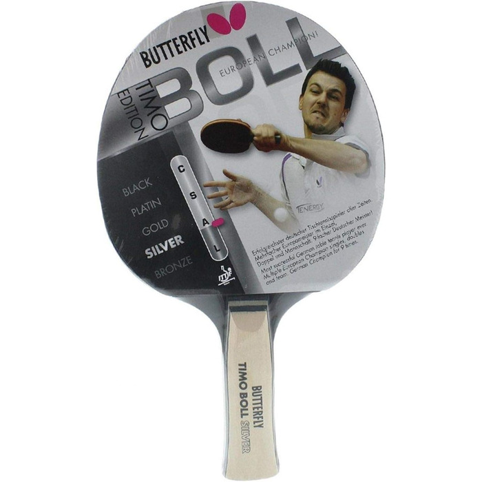 Настільна ракетка Butterfly Timo Boll Silver, ITTF, чорна-срібна