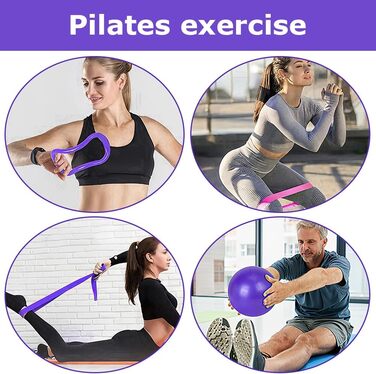 Набір для пілатесу та йоги, 13 предметів: кільце, м'яч, ремінь, кільце-еспандер, ремінь-помічник, набір для пілатесу, фіолетовий