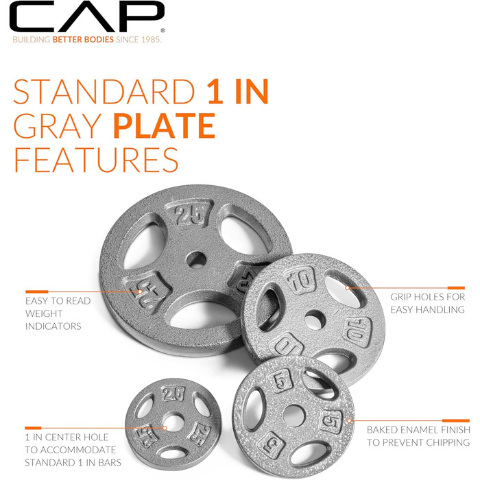 Стандартні диски для штанги CAP Barbell, 2,5 см, 11,3 кг, сірі, 2 шт.
