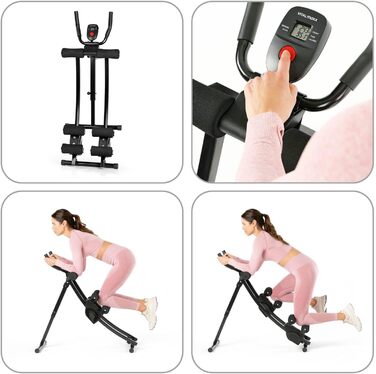 Тренажер для пресу VITALmaxx Fitmaxx 5/Abmaxx 6 з комп'ютером, фітнес-обладнання для початківців і досвідчених, 5 рівнів складності, складаний, для всього тіла
