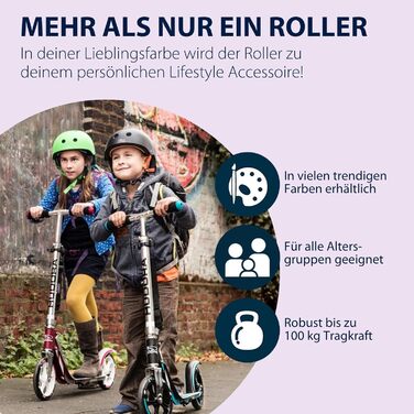 Самокат HUDORA BigWheel 205 алюмінієвий, складаний, міський, для дітей та дорослих, до 100 кг, з підніжкою