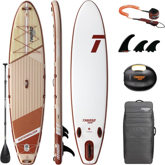 Надувна SUP-дошка THURSO SURF Waterwalker 132 335×81×15 см з карбоновим веслом, рюкзаком, електричною помпою та спіральним страховочним лишем – універсальна для всіх рівнів