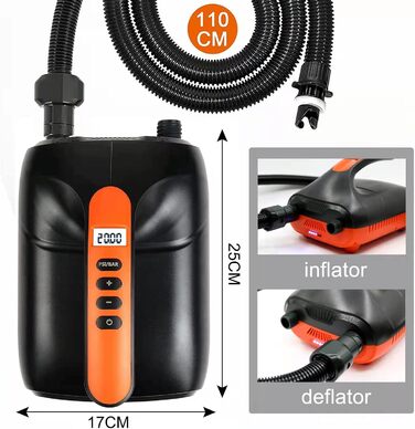 Електричний насос Ruitx для SUP дошки, човни, 20PSI, 12V DC, автоматичне надування, для надувних водних видів спорту