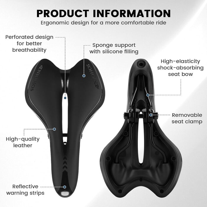 Велосипедне сідло ENJOHOS для чоловіків та жінок: комфортне, водонепроникне, з ключем, MTB, Trekking, Tour, Road, зелене (чорне)