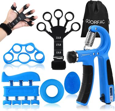 Набір для тренування сили рук та пальців GoorFach (6 шт.) - регульований підсилювач хвата, тренажер для фітнесу, синій