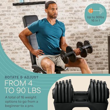 LifePro Регульовані гантелі - набір 90lb (40,8 кг), комплект з 2 гантелей по 25lb та окрема гантель - швидка зміна ваги для дому, фітнесу, силових тренувань для жінок та чоловіків