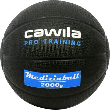 Медичний м'яч Cawila PRO Training, гумовий, 2,0 кг - для фітнесу, спорту та відпочинку (чорний)