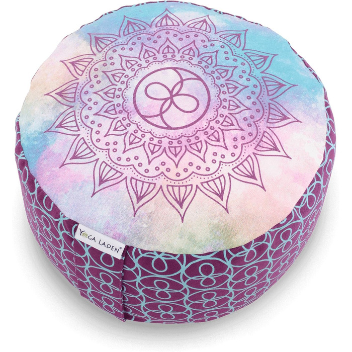 Медитаційна подушка для йоги Chakra Style 15 см, фіолетова, з чохлом, наповнювач – органічне лушпиння гречки, знімний чохол, сидіння для йоги та медитації