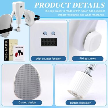 Тренування стегон та внутрішньої поверхні ніг Thigh Master: регульований опір 10.0-35.9 кг, для формування сідниць та зміцнення м'язів тазу