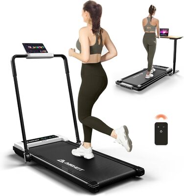 Бігова доріжка Walking Pad 2.5 к.с., тиха, під стіл, з пультом і LED-дисплеєм, компактна та портативна для домашнього офісу, біла з поручнем