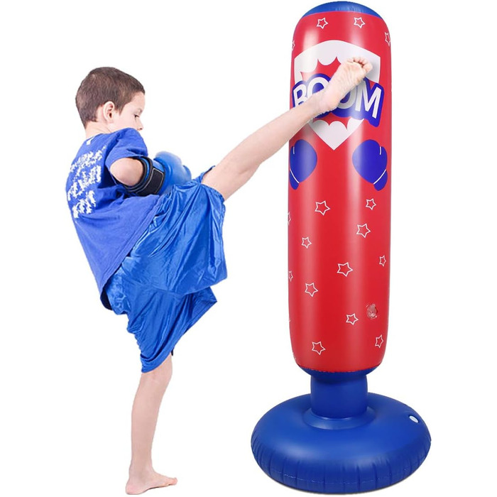 Дитячий боксерський мішок на підставці, 125 см, червоний. Мішок для кікбоксингу, боксерський манекен, іграшки для активного відпочинку, спортивні подарунки для хлопчиків