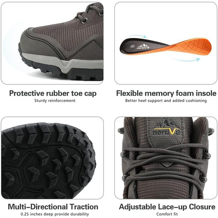 Чоловічі трекінгові черевики NORTIV 8, водонепроникні, для хайкінгу (44 EU, Коричневий)