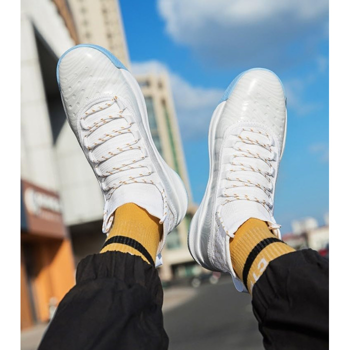 Чоловічі баскетбольні кросівки, високі, дихаючі, з антиковзаючою підошвою, для тренувань у залі та на вулиці, білі, 40 EU