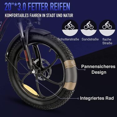 Електровелосипед Fafrees F20 складаний 20 дюймів, 250W, 36В 15Аг, для міста та бездоріжжя, вантажопідйомність до 150 кг, для жінок і чоловіків