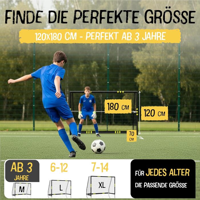 Ворота для футболу Friedo для дітей 120x180/160x240/200x300 см, CE-сертифіковані, нержавіючі, для саду, стійкі, преміум-якість, міцна сітка