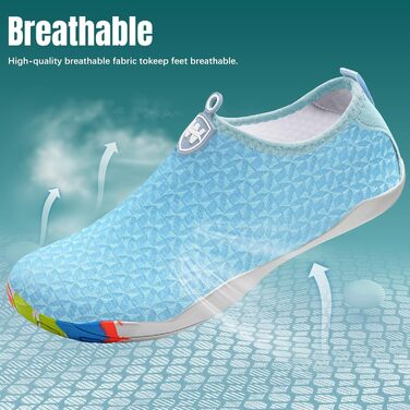 Взуття для плавання та водних видів спорту WateLves: чоловіче та жіноче, швидковисихаюче, для пляжу та серфінгу (блакитний, 41 EU)