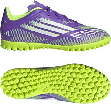 Дитячі футбольні бутси adidas F50 Club Turf для футболу, розмір 30 EU, Purple Rush/Cloud White/Lucid Lemon