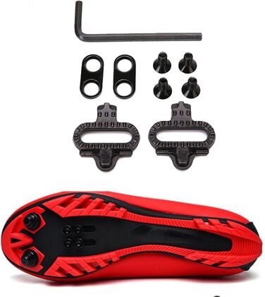 Велотуфлі для чоловіків та жінок MTB, Radsportschuhe, Mountainbike, кросівки, дихаючі, Outdoor, вело, Spin, білі (39 EU, червоний)