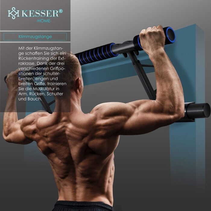 KESSER 4-в-1 Турнік преміум з DIP-станцією та Power Ropes, складаний турнік для дверей, без свердління, для дому та Crossfit