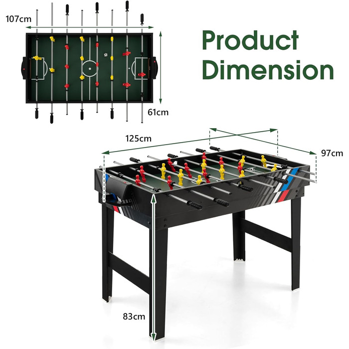 HOMASIS 4-в-1 ігровий стіл з аксесуарами: пінг-понг, хокей на повітрі, більярд, кікер. Підходить для дітей та дорослих, ідеально для барів та вечірок.