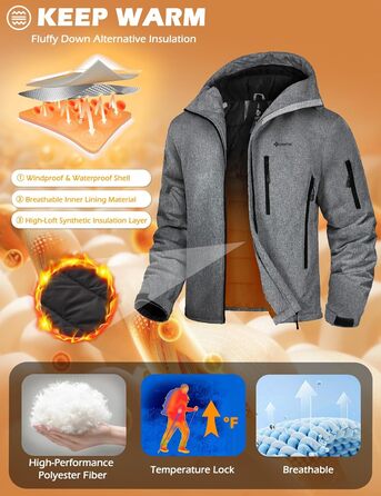 GEYSE чоловіча зимова куртка для сноубордингу та хайкінгу. Водонепроникна вітрозахисна куртка з інтегрованою системою підвіски та капюшоном. Колір: Areegrün (структурований сірий на чорному). Розмір: M