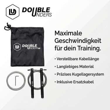 Скакалка Springseil Speed Rope: регульований, для CrossFit, боксу, фітнесу. Металеві ручки, срібно-чорний колір