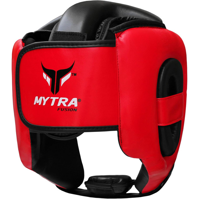 Захист голови для боксу Mytra Fusion з регульованим ременем, MMA, Муай Тай, спаринги, бойові мистецтва, Карате, червоно-чорний, L-XL