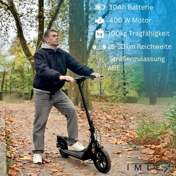 Електросамокат IMLEX з допуском до дороги, 400Вт, 20 км/год, запас ходу 25-30 км, 12