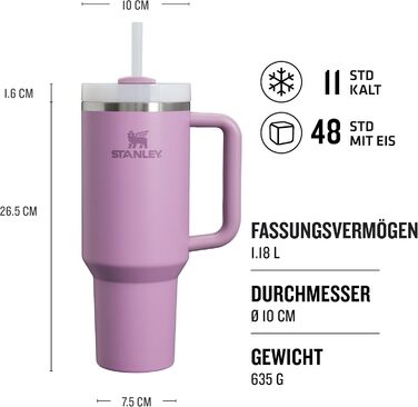 Термочашка Stanley Quencher H2.0 Flowstate з трубочкою 1.2 л, нержавіюча сталь, термобутилка BPA Free, зберігає холод до 48 годин, підходить для посудомийки