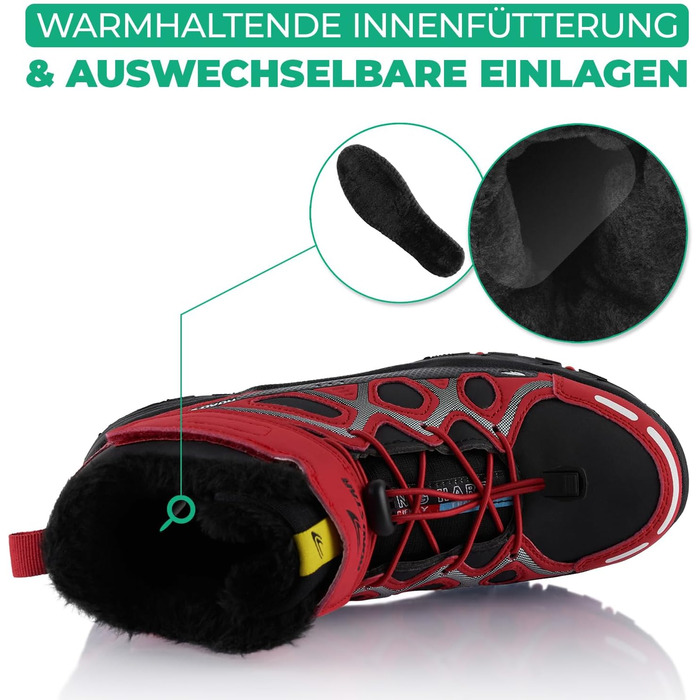 Черевики для піших прогулянок для жінок та чоловіків, зимові, теплі, з підкладкою, сірі та білі (45 EU, червоні та чорні)