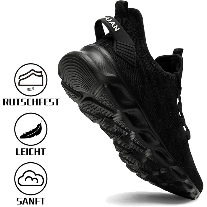 Чоловічі кросівки для бігу та занять спортом Linenghs: легкі, дихаючі, для вулиці та фітнесу, чорні, 45 EU