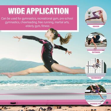 Надувний гімнастичний килимок Dwzdd Air Track 3/4/5/6м, рожевий 300x100x10см для дому, фітнесу, акробатики, дитячих тренувань