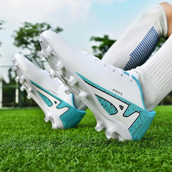 Футбольні бутси KUUK для штучного покриття та залу: чоловічі, дитячі, для тренувань та гри, AG, FG, TF, білі, 42 EU