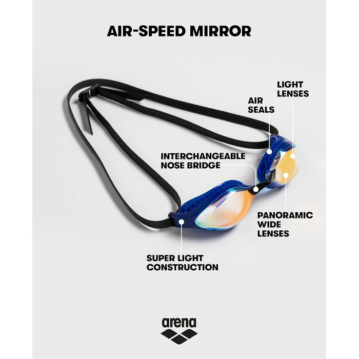 Плавальні окуляри ARENA Air-Speed Mirror для чоловіків, дзеркальні, універсальний розмір, жовто-мідно-сріблясті