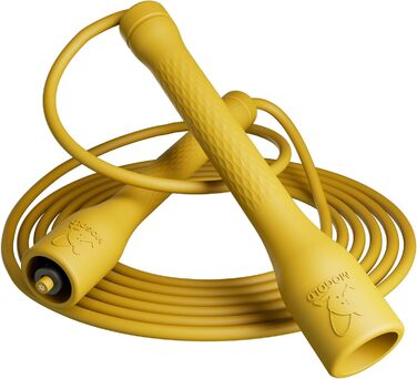 Стрибкове канат Springseil 300 см, ПВХ, бавовняний корд, ергономічні ручки, регульована довжина, чорний (жовтий)