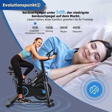 Велотренажер Heimtrainer CHAOKE з додатком, професійний ультра-тихий магнітний ергометр для дому з V-стабільною рамою, м'яким дихаючим сидінням, вантажопідйомність до 160 кг