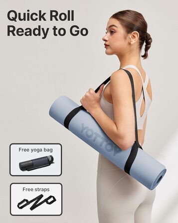 Килимок для йоги з TPE, нековзний, 60 x 60 см (24 x 0.24 дюйма), для пілатесу, фітнесу, з сумкою та ремінком. Зелений (Блакитний)