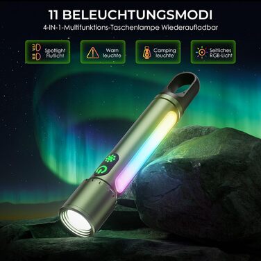 Ліхтарик LED акумуляторний 500000 люмен XHP90.2, надяскравий, з зумом, водонепроникний IPX7, зелений - для кемпінгу, походів, екстрених ситуацій