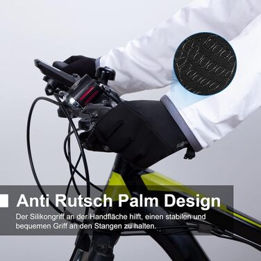 Велосипедні рукавички Anqier для чоловіків та жінок, зимові, з підтримкою сенсорного екрану, неслизькі, теплі, вітронепроникні для їзди на велосипеді, бігу, катання на лижах та водіння автомобіля