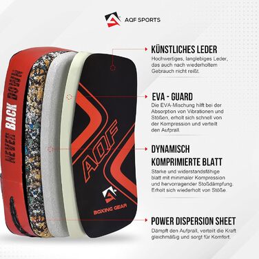 Ударна подушка AQF для кікбоксингу, Муай Тай, MMA, карате, боксу, вигнута, червона