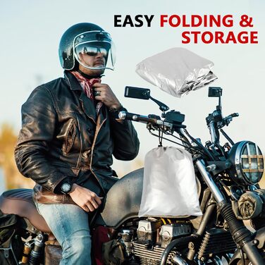 Водонепроникний захисний чохол для мотоцикла Motorrad Abdeckplane 210D, UV-стійкий, зимовий, для скутера/ролера/мопеда (245x105x125 см, сріблястий)