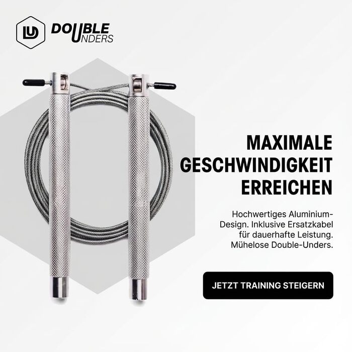 Стрибкове канат Springseil Speed Rope: регульований, для CrossFit, боксу, фітнесу, металеві ручки (срібний)