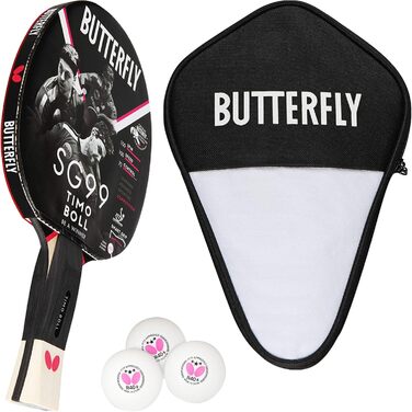 Настільний тенісний ракетка Butterfly Timo Boll SG99 для професіоналів, ITTF сертифікований накладка Wakaba, анатомічна ручка smart.Grip, комплект з чохлом і 3 м'ячами