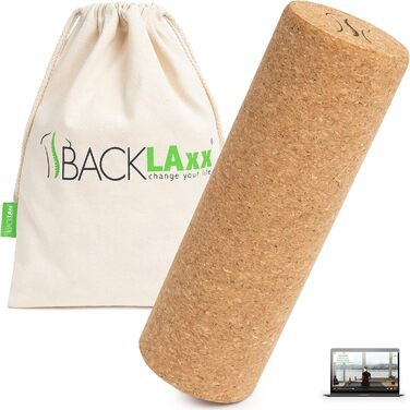 BACKLAXX набір фасціальних ролів з корку для спини та хребта, антибактеріальний, екологічний, з відеоінструкціями – масажний набір для фасцій