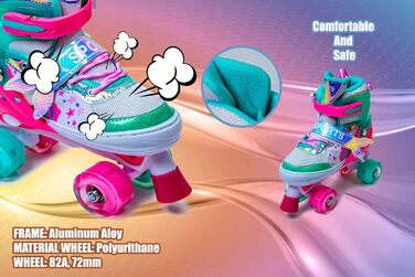 Дитячі ролики-хвіст русалки Scale Sports для дівчаток, регульовані, з підсвічуванням, розмір L (2.5-5 UK), м'ятно-рожеві