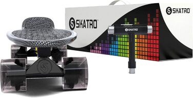 Скейтборд Skatro Mini-Cruiser 22 дюйми, пластиковий, ретро-стиль, Grey Thunderstorm