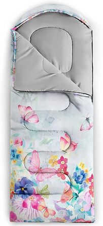 Спальний мішок HOSIMA з принтом футболу, для холодного клімату, дорослий, дитячий, водонепроникний, для кемпінгу, піших прогулянок, подорожей, полювання, компресійний мішок (квіти)