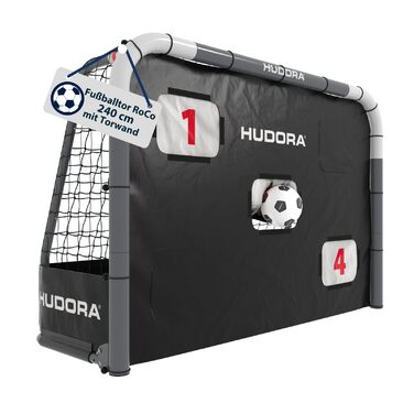 Ворота футбольні HUDORA RoCo 2-в-1 з сіткою для тренувань (240x160 см) - складні, стійкі, для дітей та дорослих